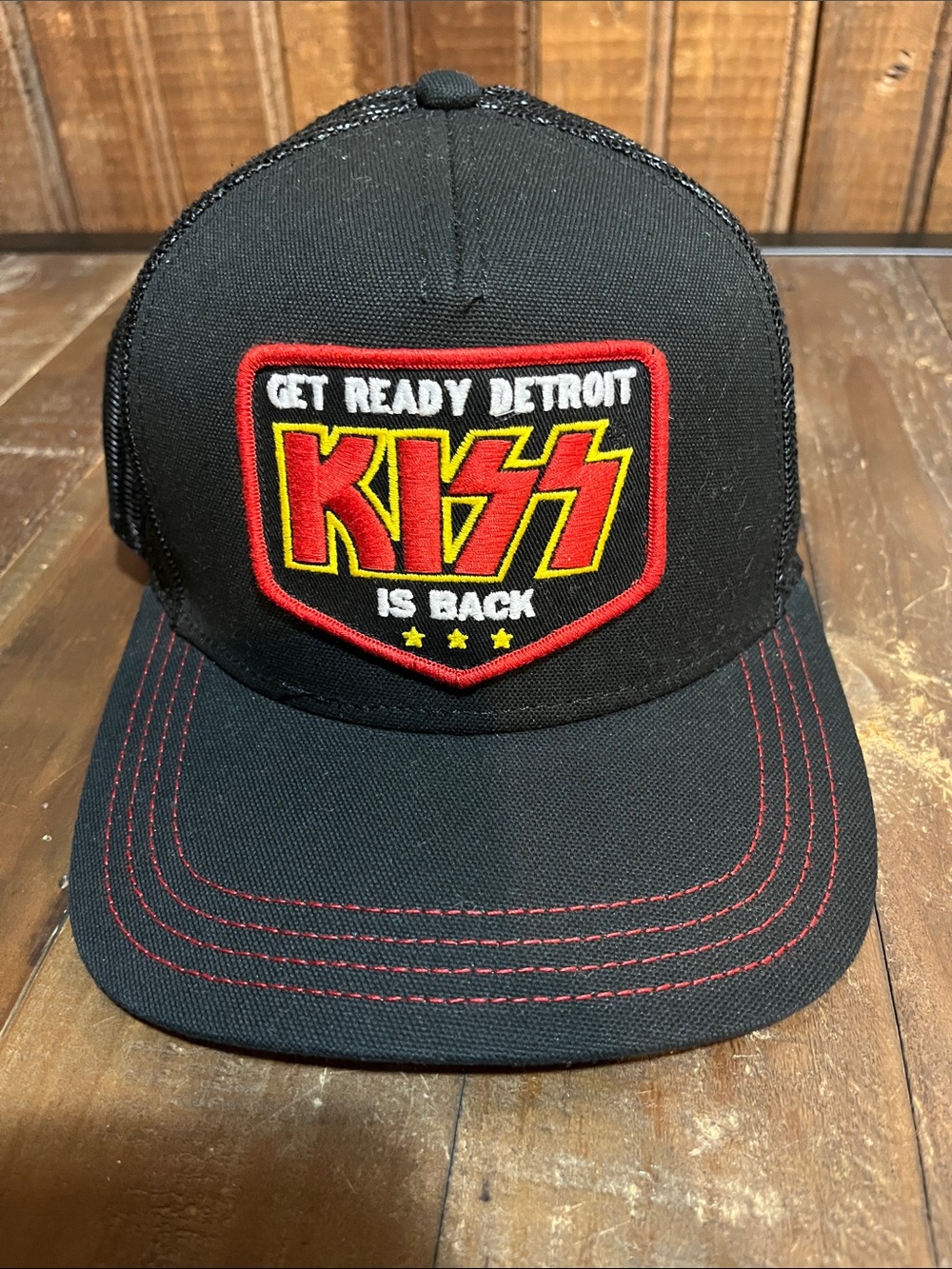 Kiss Black Cap with Red and Yellow Embroidered Logo